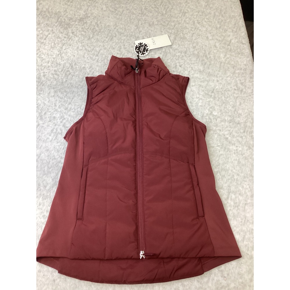 CALIA Cold Dash Vest Deep Merlot Red Insulated Puffer Full Zip Small WAX50